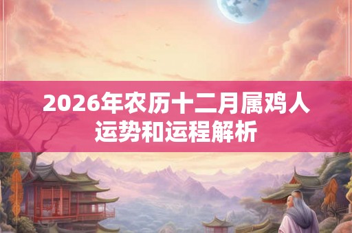 2026年农历十二月属鸡人运势和运程解析