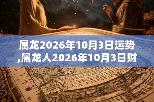 属龙2026年10月3日运势,属龙人2026年10月3日财运,生肖龙2026年10月3日运势
