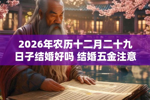 2026年农历十二月二十九日子结婚好吗 结婚五金注意事项