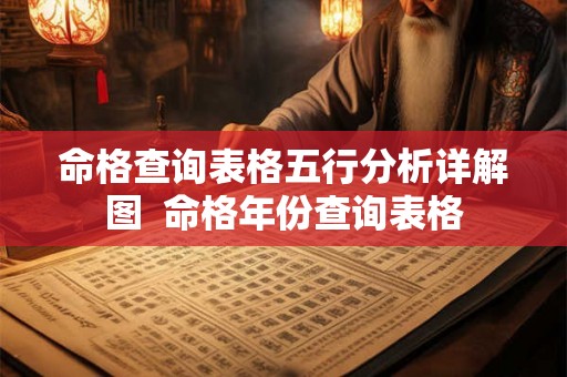 命格查询表格五行分析详解图  命格年份查询表格