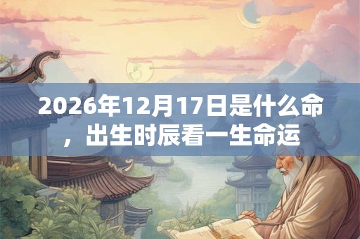 2026年12月17日是什么命，出生时辰看一生命运