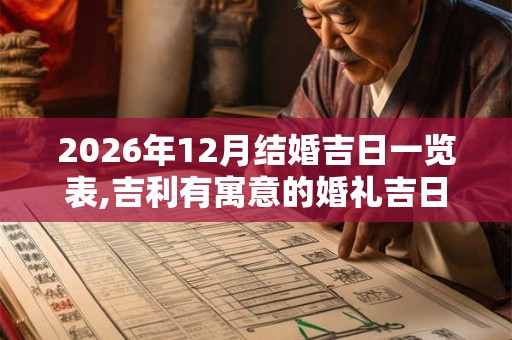 2026年12月结婚吉日一览表,吉利有寓意的婚礼吉日 2026年12月结婚吉日一览表,吉利有寓意的婚礼吉日