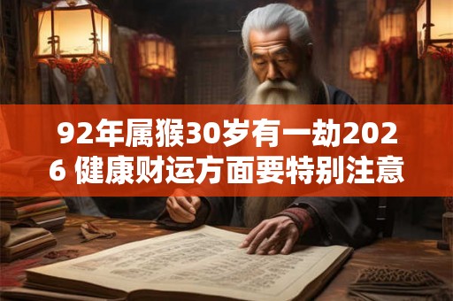92年属猴30岁有一劫2026 健康财运方面要特别注意 92年属猴30岁有一劫2026 健康财运方面要特别注意