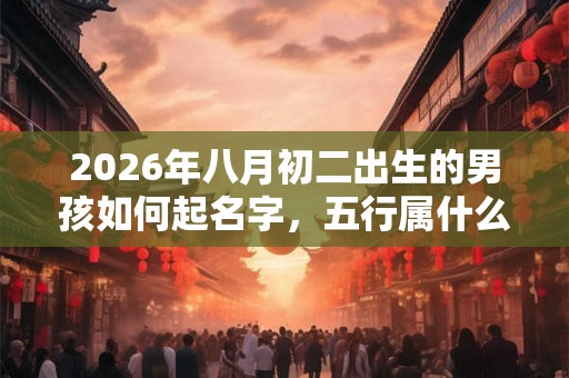 2026年八月初二出生的男孩如何起名字，五行属什么