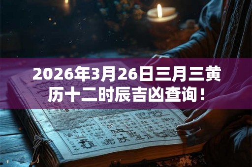 2026年3月26日三月三黄历十二时辰吉凶查询！