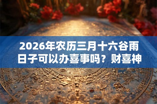 2026年农历三月十六谷雨日子可以办喜事吗？财喜神方位在哪？