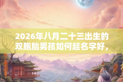 2026年八月二十三出生的双胞胎男孩如何起名字好，五行属什么？