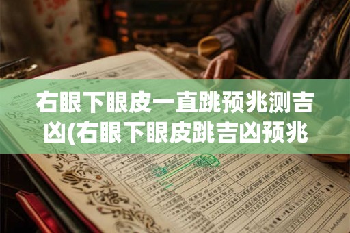 右眼下眼皮一直跳预兆测吉凶(右眼下眼皮跳吉凶预兆:真的准吗?) 右眼下眼皮一直跳预兆测吉凶(右眼下眼皮跳吉凶预兆:真的准吗?)