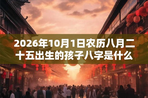 2026年10月1日农历八月二十五出生的孩子八字是什么