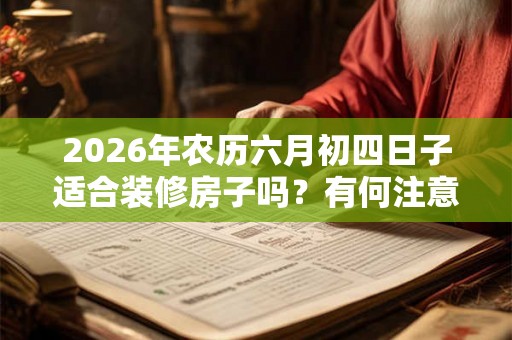 2026年农历六月初四日子适合装修房子吗？有何注意事项？