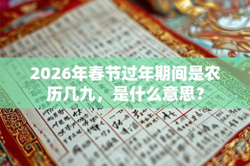 2026年春节过年期间是农历几九,是什么意思? 2026年春节过年期间是农历几九,是什么意思?