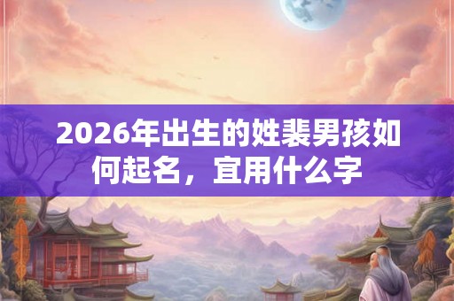2026年出生的姓裴男孩如何起名，宜用什么字