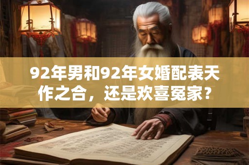 92年男和92年女婚配表天作之合，还是欢喜冤家？