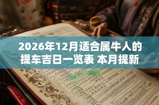 2026年12月适合属牛人的提车吉日一览表 本月提新车好日子查询