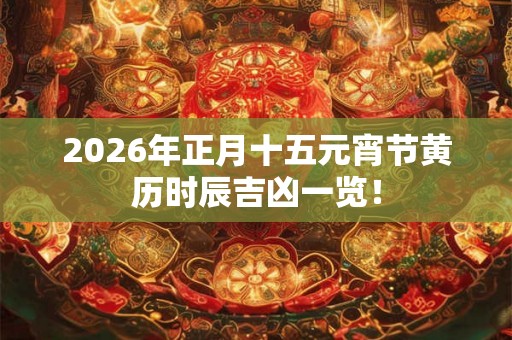 2026年正月十五元宵节黄历时辰吉凶一览！