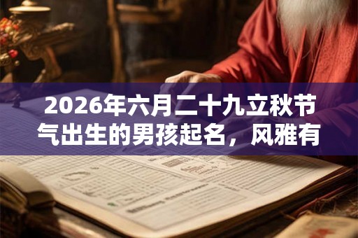 2026年六月二十九立秋节气出生的男孩起名,风雅有寓意的好名字推荐 2026年六月二十九立秋节气出生的男孩起名,风雅有寓意的好名字推荐