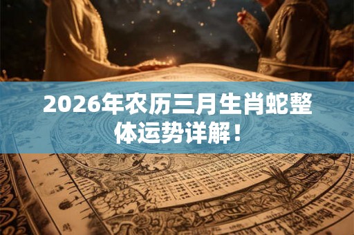 2026年农历三月生肖蛇整体运势详解！