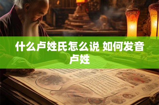 什么卢姓氏怎么说 如何发音卢姓 什么卢姓氏怎么说 如何发音卢姓
