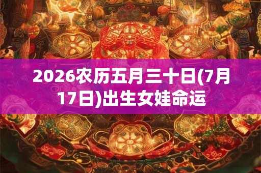 2026农历五月三十日(7月17日)出生女娃命运