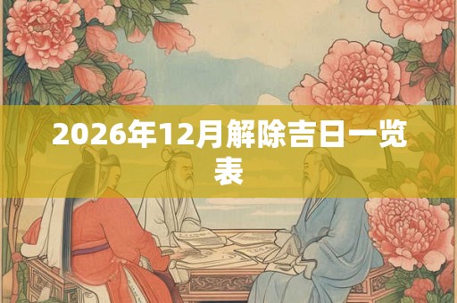 2026年12月解除吉日一览表