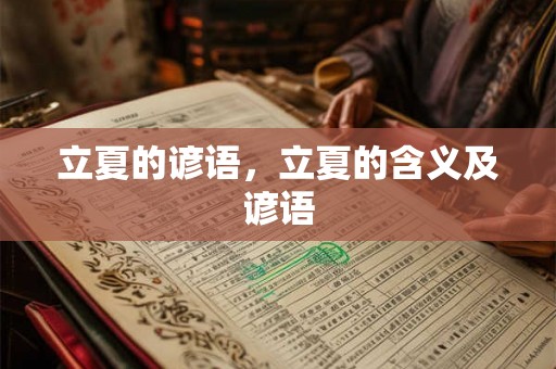 立夏的谚语，立夏的含义及谚语