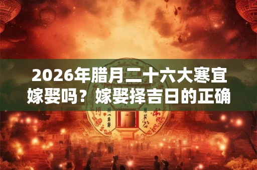 2026年腊月二十六大寒宜嫁娶吗？嫁娶择吉日的正确方法？