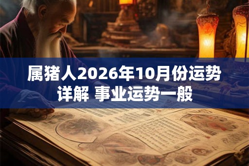属猪人2026年10月份运势详解 事业运势一般