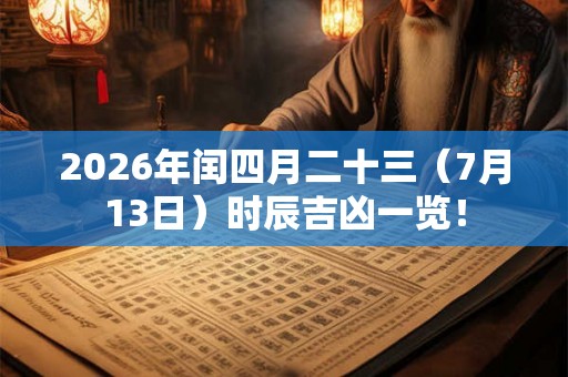 2026年闰四月二十三（7月13日）时辰吉凶一览！