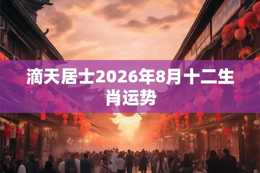 滴天居士2026年8月十二生肖运势