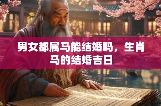 男女都属马能结婚吗，生肖马的结婚吉日