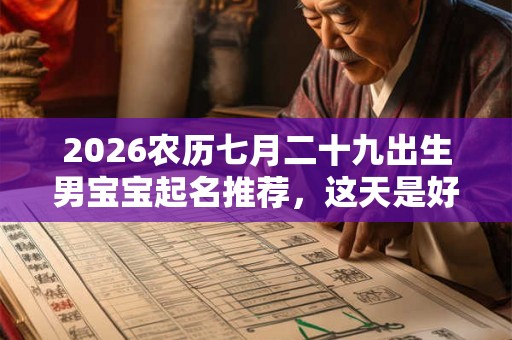 2026农历七月二十九出生男宝宝起名推荐，这天是好日子吗？