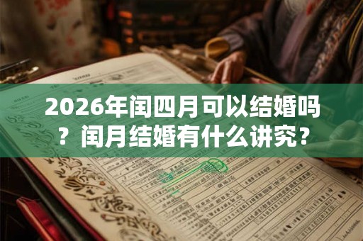 2026年闰四月可以结婚吗？闰月结婚有什么讲究？
