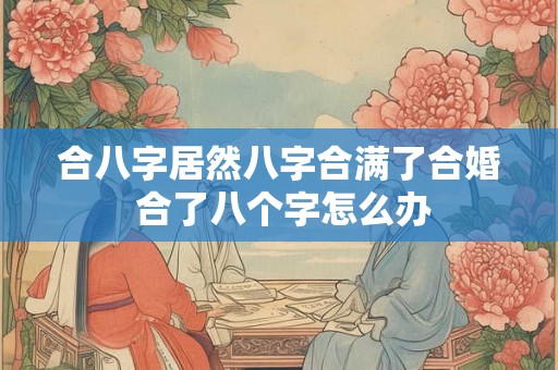 合八字居然八字合满了合婚 合了八个字怎么办