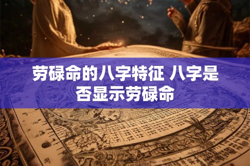 劳碌命的八字特征 八字是否显示劳碌命