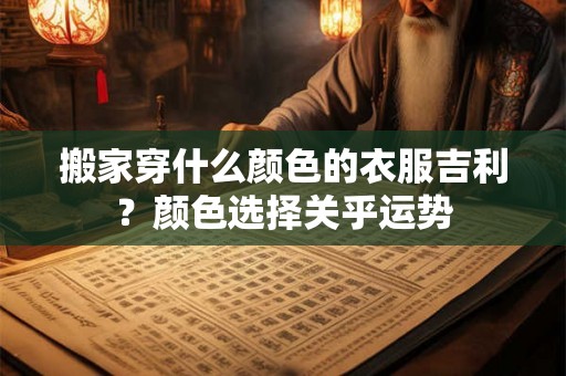 搬家穿什么颜色的衣服吉利？颜色选择关乎运势