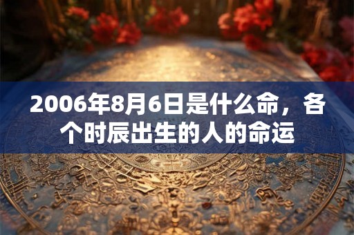2006年8月6日是什么命,各个时辰出生的人的命运 2006年8月6日是什么命,各个时辰出生的人的命运