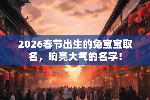 2026春节出生的兔宝宝取名，响亮大气的名字！