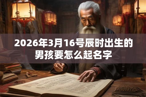 2026年3月16号辰时出生的男孩要怎么起名字