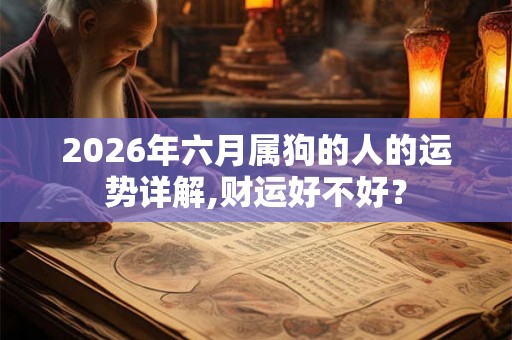 2026年六月属狗的人的运势详解,财运好不好？