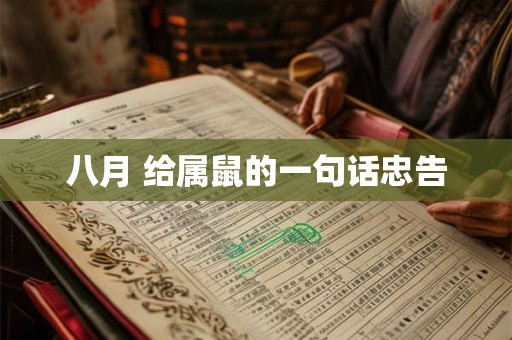 八月 给属鼠的一句话忠告