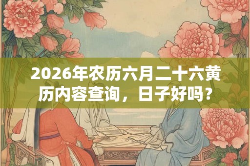 2026年农历六月二十六黄历内容查询,日子好吗? 2026年农历六月二十六黄历内容查询,日子好吗?