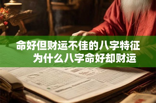 命好但财运不佳的八字特征　 为什么八字命好却财运不佳