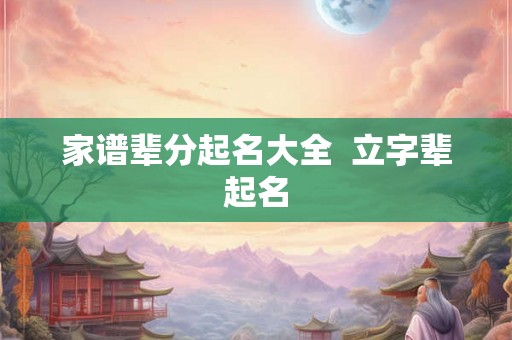 家谱辈分起名大全 立字辈起名 家谱辈分起名大全 立字辈起名