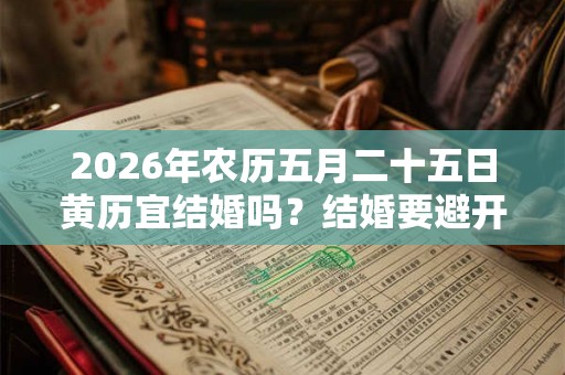 2026年农历五月二十五日黄历宜结婚吗？结婚要避开什么日子？