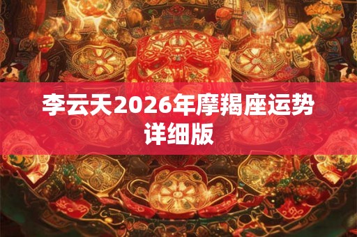 李云天2026年摩羯座运势详细版