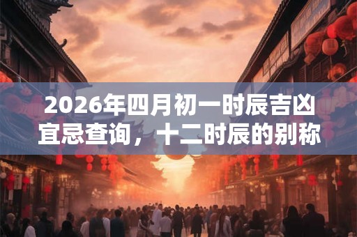 2026年四月初一时辰吉凶宜忌查询，十二时辰的别称