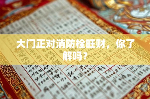 大门正对消防栓旺财，你了解吗？