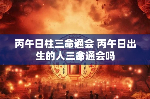 丙午日柱三命通会 丙午日出生的人三命通会吗