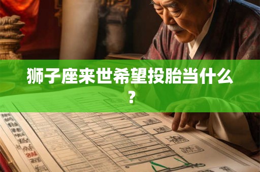 狮子座来世希望投胎当什么？