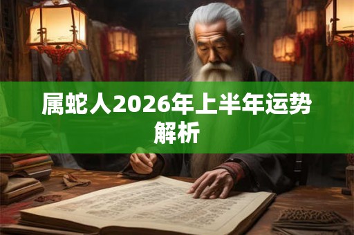 属蛇人2026年上半年运势解析